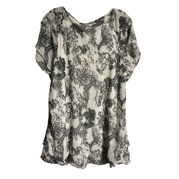 Tamara H Black & White Jungle Print Short Sleeve Top Size 2X - Picture 3 of 10